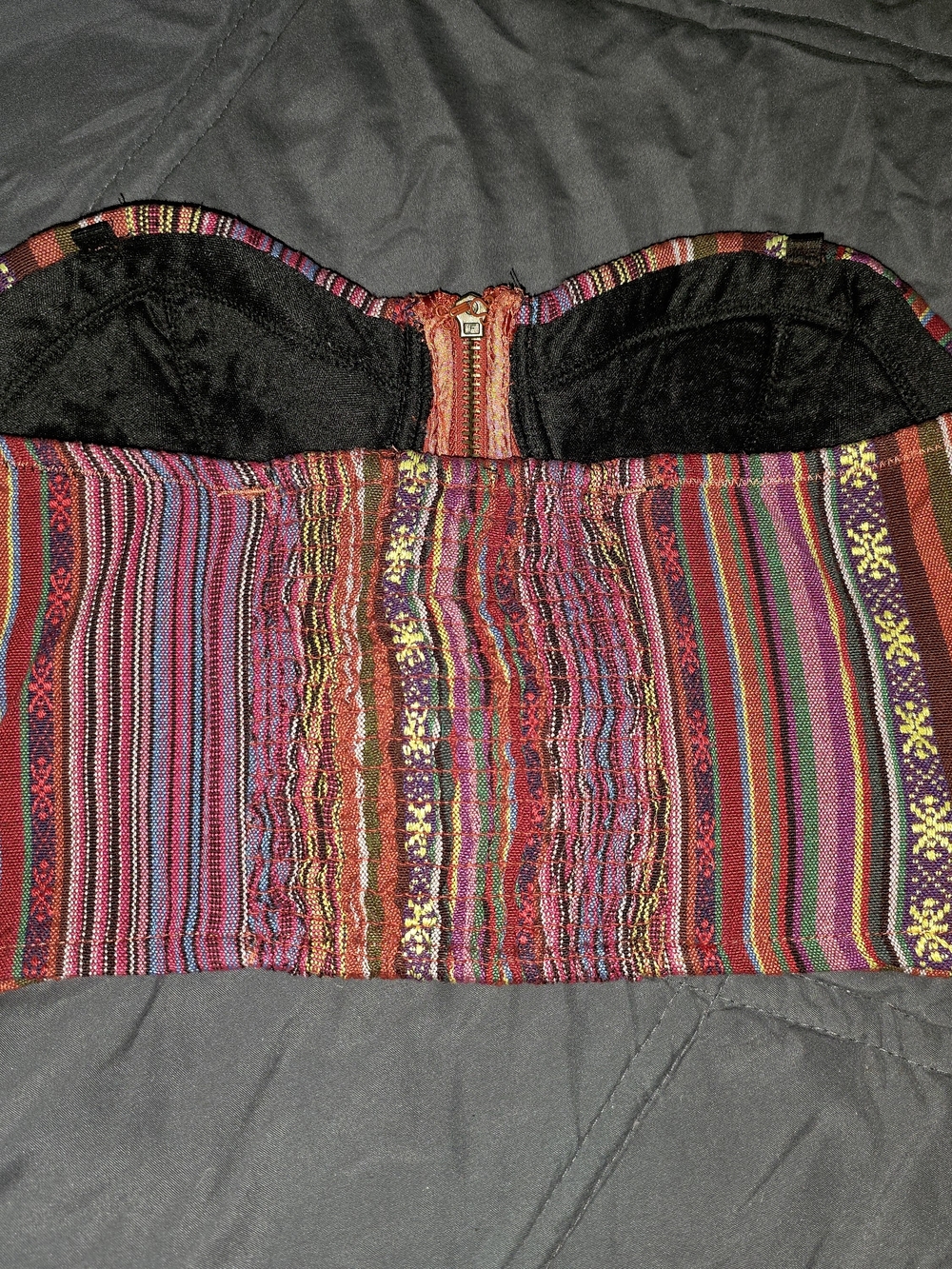 Forever 21 Multicolor Striped Zip Up Bustier Crop Top - Picture 4 of 6